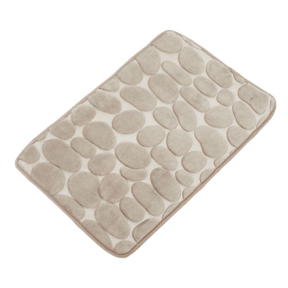 Non-Slip Bathroom Rugs, Machine Washable Cobblestone Pattern Beige